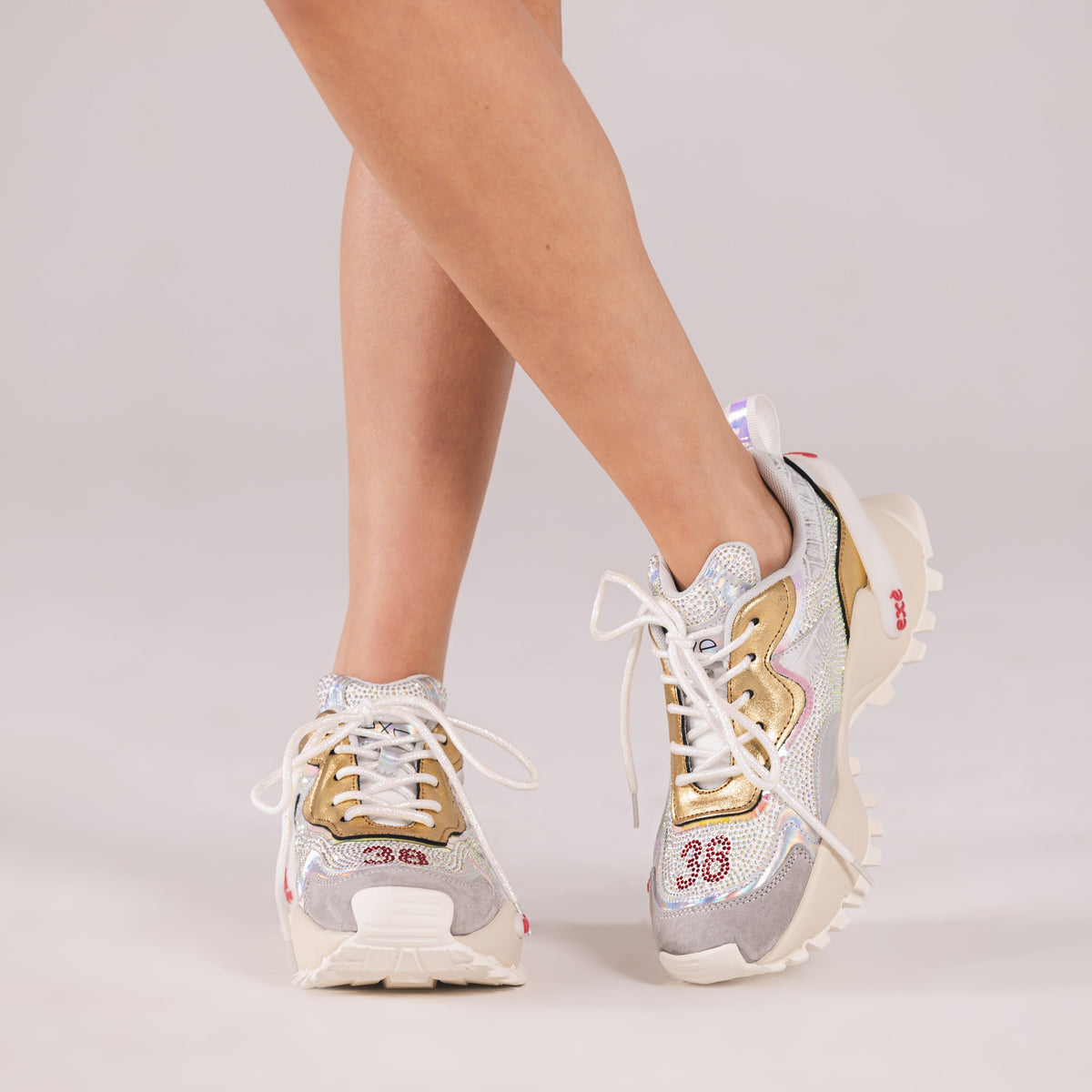 SAPATILHA EXE 4032-1A SILVER/GOLD