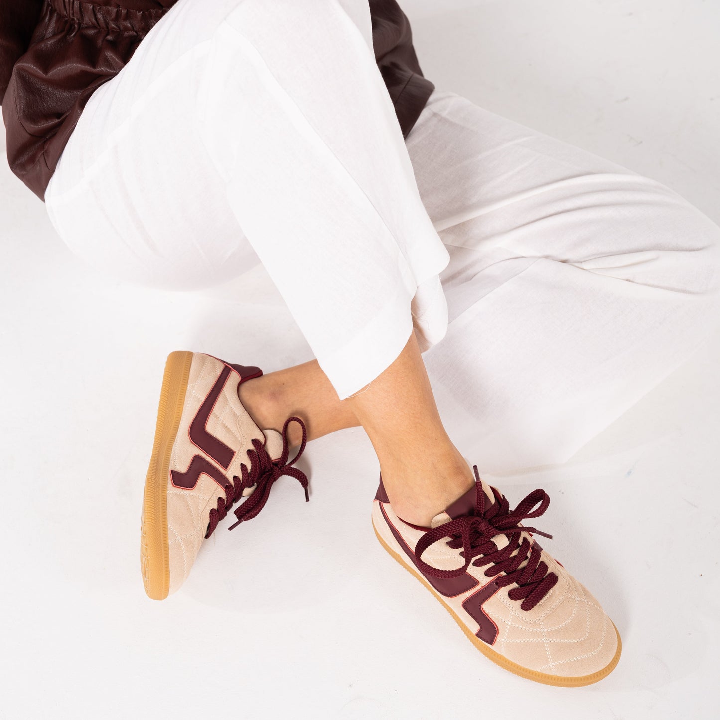 SAPATILHAS ABF-97 SASHA BEIGE/BORDEAUX